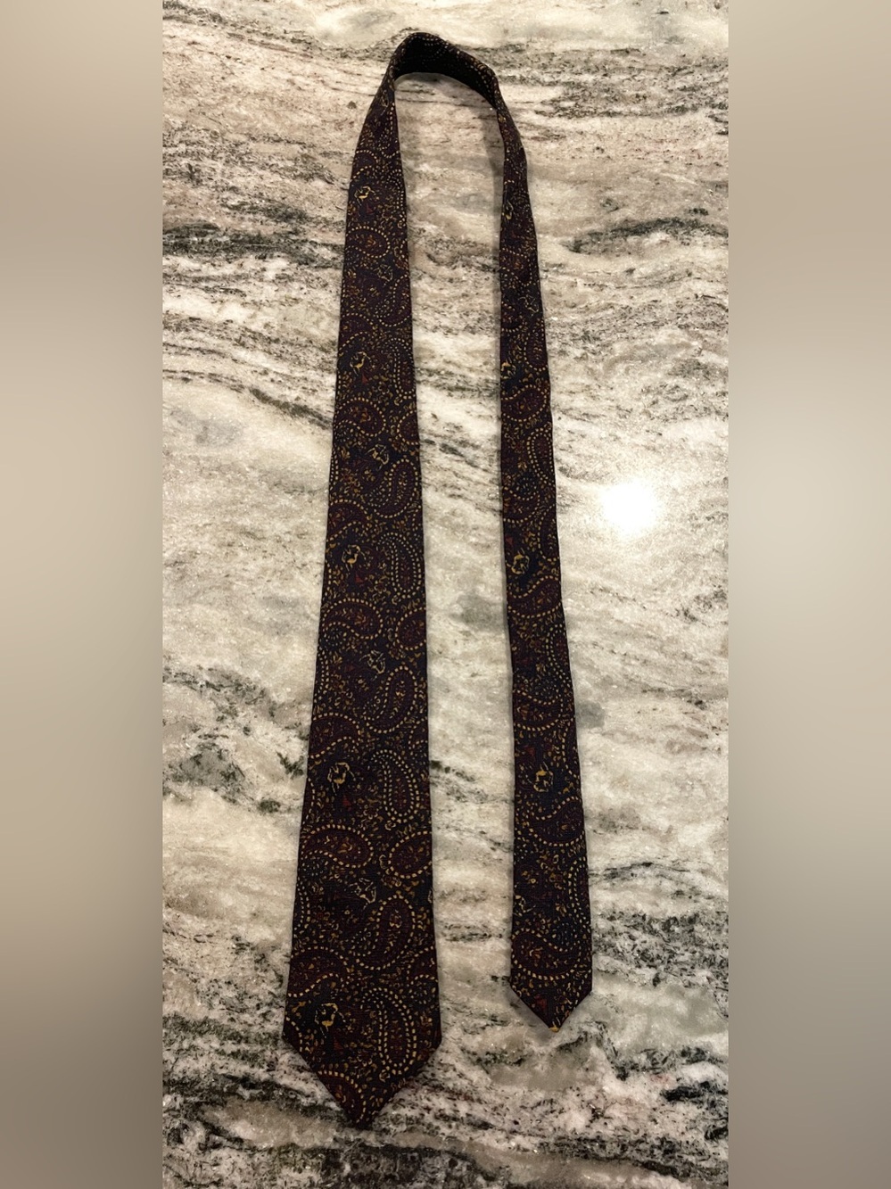 Vintage Liberty of London Paisley Necktie – Navy, Burgundy & Gold